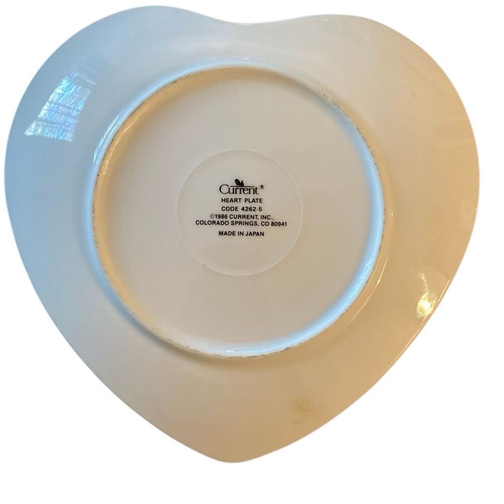 Vintage 80s Heart Shaped Plate Current Cottagecore Trinking Dish Valentines - Picture 4 of 5